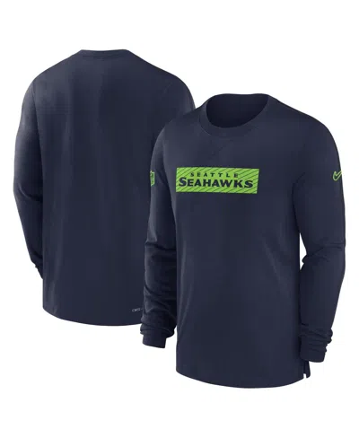 NIKE MEN'S COLLEGE NAVY SEATTLE SEAHAWKS SIDELINE PLAYER PERFORMANCE LONG SLEEVE T-SHIRT