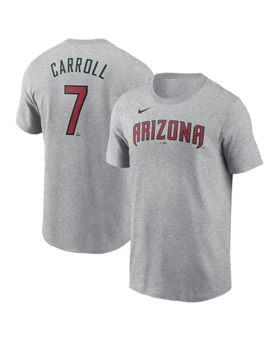 NIKE MEN'S CORBIN CARROLL HEATHER GRAY ARIZONA DIAMONDBACKS FUSE NAME NUMBER T-SHIRT