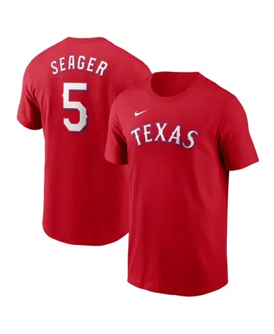 NIKE MEN'S COREY SEAGER RED TEXAS RANGERS FUSE NAME NUMBER T-SHIRT