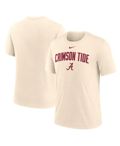 NIKE MEN'S CREAM ALABAMA CRIMSON TIDE NATURAL ARCH LOGO TRI-BLEND T-SHIRT
