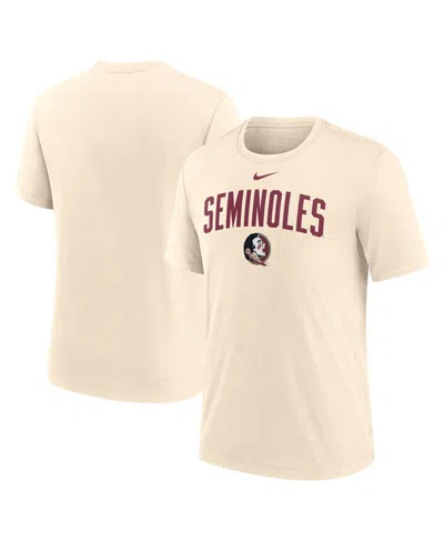 NIKE MEN'S CREAM FLORIDA STATE SEMINOLES NATURAL ARCH LOGO TRI-BLEND T-SHIRT