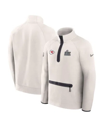 NIKE MEN'S CREAM KANSAS CITY CHIEFS SUPER BOWL LIX OPENING NIGHT TECH FLEECE HALF-ZIP TOP