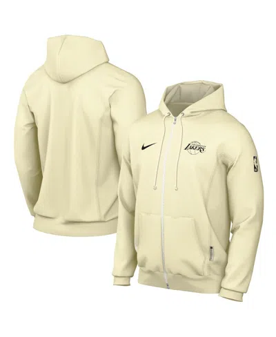 NIKE MEN'S CREAM LOS ANGELES LAKERS AUTHENTIC STANDARD ISSUE FULL-ZIP HOODIE JACKET