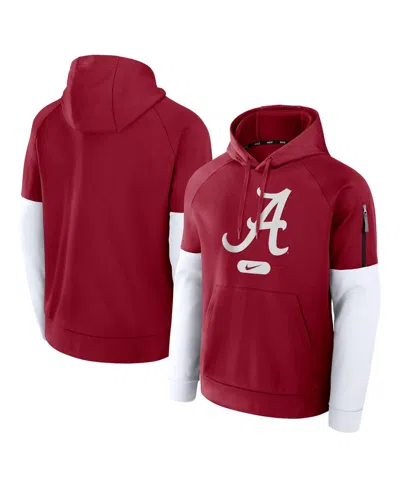 NIKE MEN'S CRIMSON ALABAMA CRIMSON TIDE FITNESS PERFORMANCE PULLOVER HOODIE
