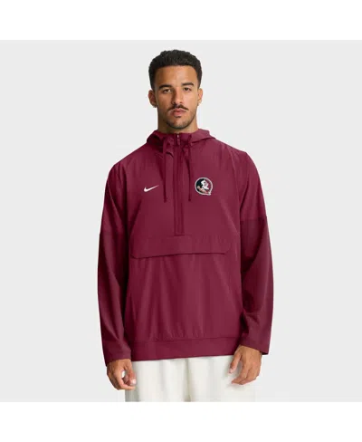 NIKE MEN'S GARNET FLORIDA STATE SEMINOLES ANORAK HALF-ZIP HOODIE JACKET