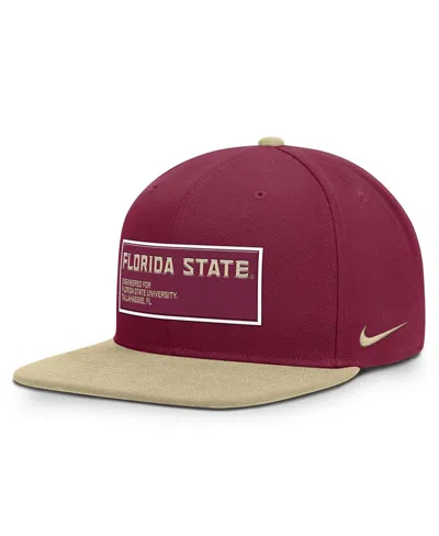 NIKE MEN'S GARNET/GOLD FLORIDA STATE SEMINOLES 2025 ON-FIELD PATCH PRO DRI-FIT SNAPBACK HAT