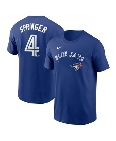 NIKE MEN'S GEORGE SPRINGER ROYAL TORONTO BLUE JAYS FUSE NAME NUMBER T-SHIRT