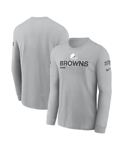 NIKE MEN'S GRAY CLEVELAND BROWNS 2024 SALUTE TO SERVICE LONG SLEEVE T-SHIRT