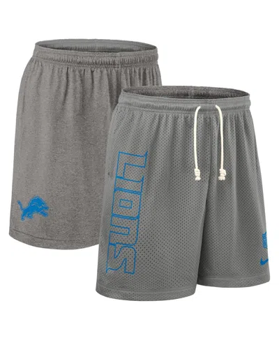 NIKE MEN'S GRAY DETROIT LIONS SIDELINE REVERSIBLE PERFORMANCE SHORTS