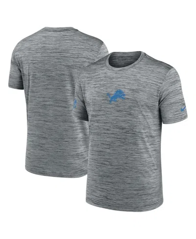 NIKE MEN'S GRAY DETROIT LIONS SIDELINE VELOCITY PERFORMANCE T-SHIRT