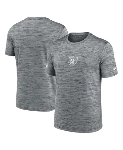 NIKE MEN'S GRAY LAS VEGAS RAIDERS SIDELINE VELOCITY PERFORMANCE T-SHIRT