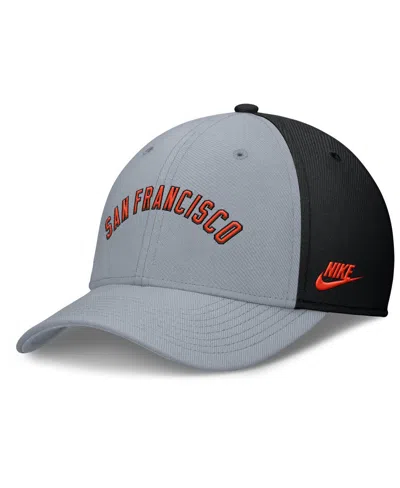 NIKE MEN'S GRAY/BLACK SAN FRANCISCO GIANTS RISE SWOOSH PERFORMANCE FLEX HAT