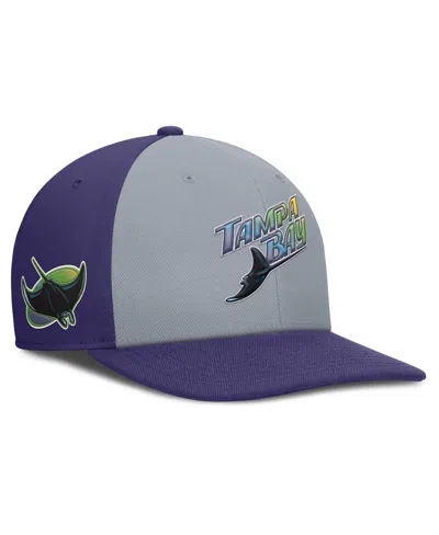 NIKE MEN'S GRAY/PURPLE TAMPA BAY RAYS PRO PERFORMANCE SNAPBACK HAT