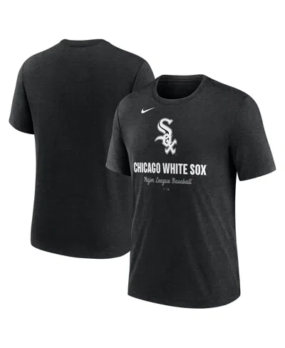 NIKE MEN'S HEATHER BLACK CHICAGO WHITE SOX LOGO TRI-BLEND T-SHIRT