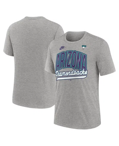 NIKE MEN'S HEATHER GRAY ARIZONA DIAMONDBACKS COOPERSTOWN COLLECTION RETRO TRI-BLEND T-SHIRT