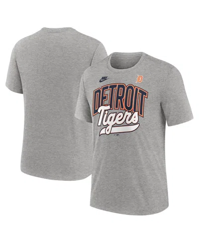 NIKE MEN'S HEATHER GRAY DETROIT TIGERS COOPERSTOWN COLLECTION RETRO TRI-BLEND T-SHIRT
