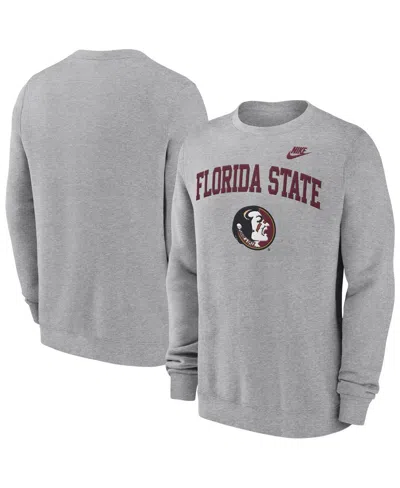 NIKE MEN'S HEATHER GRAY FLORIDA STATE SEMINOLES LEGACY CLASSIC TACKLE TWILL EMBROIDEREDÂ ARCH OVER LOGO P