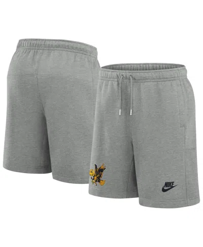 NIKE MEN'S HEATHER GRAY IOWA HAWKEYES LEGACY FLEECE ESSENTIAL SHORTS