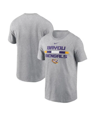 NIKE MEN'S HEATHER GRAY LSU TIGERS DNA LOCKUP T-SHIRT
