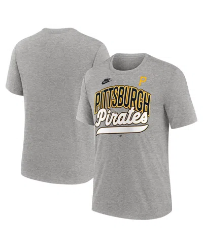 NIKE MEN'S HEATHER GRAY PITTSBURGH PIRATES COOPERSTOWN COLLECTION RETRO TRI-BLEND T-SHIRT