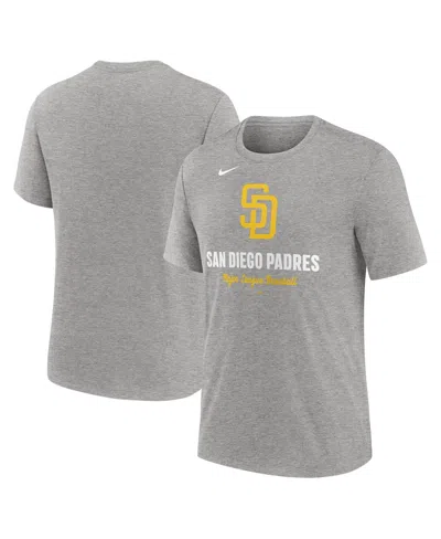 NIKE MEN'S HEATHER GRAY SAN DIEGO PADRES LOGO TRI-BLEND T-SHIRT