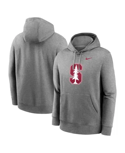 NIKE MEN'S HEATHER GRAY STANFORD CARDINAL PRIMETIME EVERGREEN CLUB FLEECE PULLOVER HOODIE