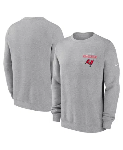 NIKE MEN'S HEATHER GRAY TAMPA BAY BUCCANEERS PRIMETIME CLUB FLEECE PULLOVER SWEATSHIRT