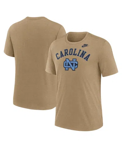 NIKE MEN'S HEATHER LIGHT BROWN NORTH CAROLINA TAR HEELS LEGACY ARCH TRI-BLEND T-SHIRT