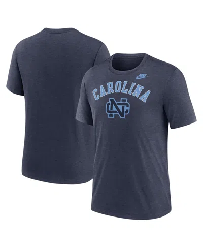 NIKE MEN'S HEATHER NAVY NORTH CAROLINA TAR HEELS LEGACY ARCH TRI-BLEND T-SHIRT
