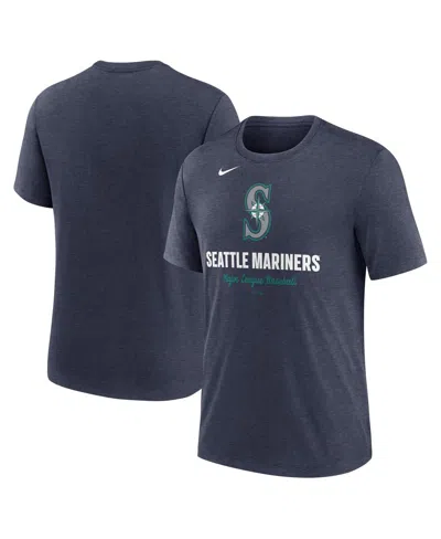 NIKE MEN'S HEATHER NAVY SEATTLE MARINERS LOGO TRI-BLEND T-SHIRT