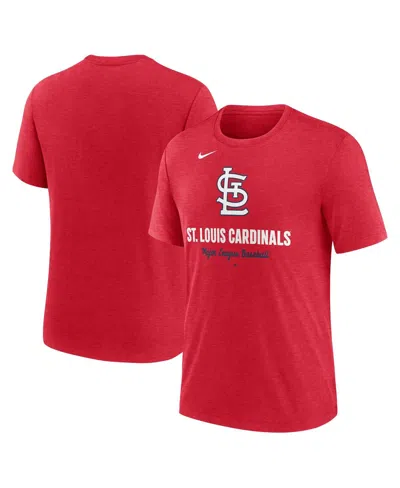 NIKE MEN'S HEATHER RED ST. LOUIS CARDINALS LOGO TRI-BLEND T-SHIRT