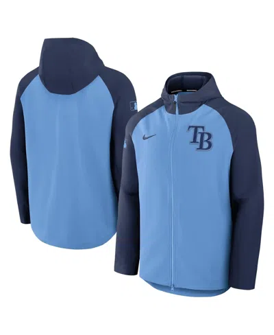 NIKE MEN'S LIGHT BLUE/NAVY TAMPA BAY RAYS AUTHENTIC COLLECTION RAGLAN PERFORMANCE FULL-ZIP JACKET