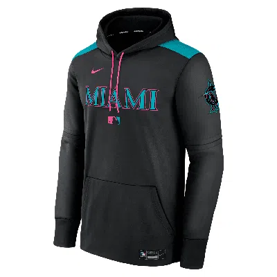 NIKE MEN'S MIAMI MARLINS AUTHENTIC COLLECTION CITY CONNECT  THERMA MLB PULLOVER HOODIE
