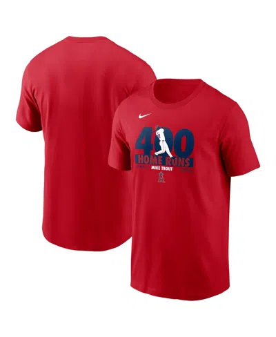 NIKE MEN'S MIKE TROUT RED LOS ANGELES ANGELS 400 CAREER HOME RUNS T-SHIRT
