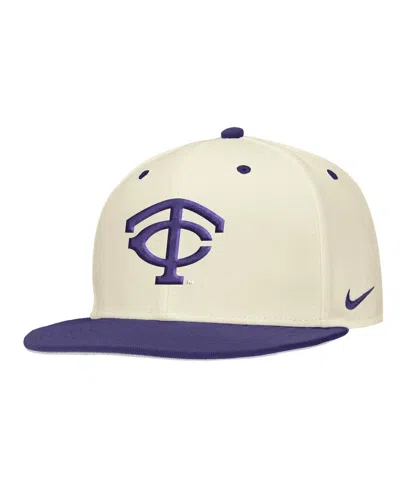 NIKE MEN'S NATURAL TCU HORNED FROGS ON-FIELD BASEBALL PERFORMANCE FITTED HAT
