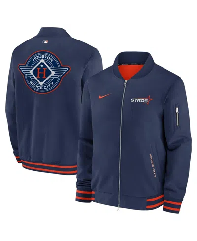 NIKE MEN'S NAVY HOUSTON ASTROS 2025 CITY CONNECT AUTHENTIC COLLECTION FULL-ZIP BOMBER JACKET