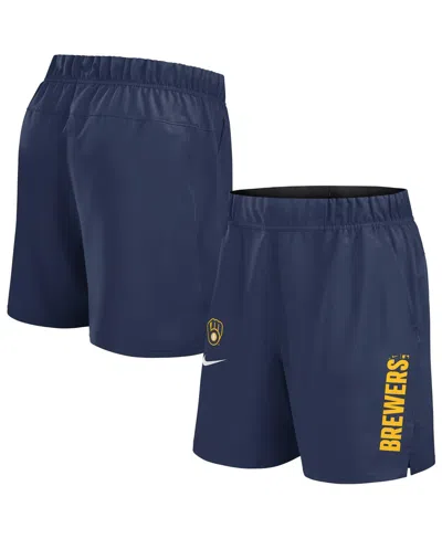NIKE MEN'S NAVY MILWAUKEE BREWERS WOVEN VICTORY PERFORMANCE SHORTS