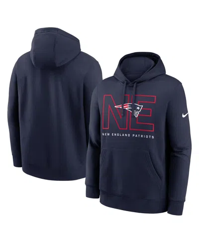 NIKE MEN'S NAVY NEW ENGLAND PATRIOTS BUSTED PLAY CLUB FLEECE PULLOVER HOODIE