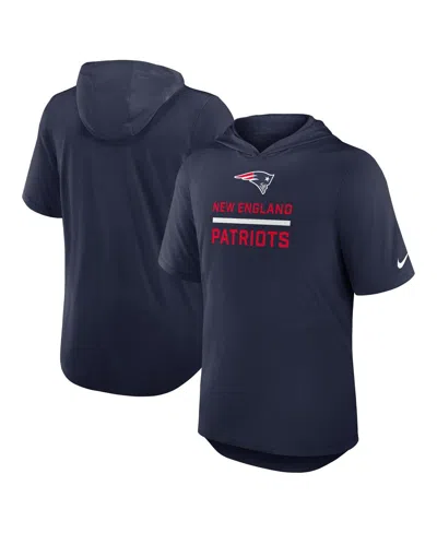 NIKE MEN'S NAVY NEW ENGLAND PATRIOTS LOCKUP TRI-BLEND HOODIE T-SHIRT