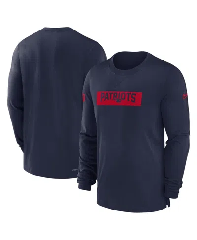 NIKE MEN'S NAVY NEW ENGLAND PATRIOTS SIDELINE PLAYER PERFORMANCE LONG SLEEVE T-SHIRT