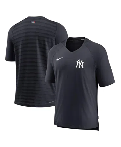 NIKE MEN'S NAVY NEW YORK YANKEES AUTHENTIC COLLECTION PREGAME RAGLAN PERFORMANCE V-NECK T-SHIRT