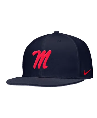 NIKE MEN'S NAVY OLE MISS REBELS ON-FIELD BASEBALL PERFORMANCE FITTED HAT