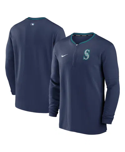 NIKE MEN'S NAVY SEATTLE MARINERS AUTHENTIC COLLECTION PERFORMANCE HALF-ZIP TOP