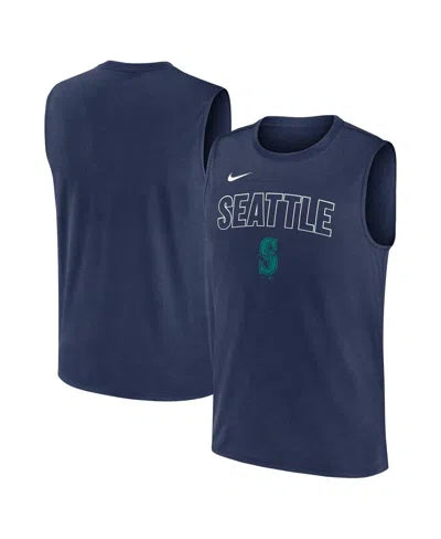 NIKE MEN'S NAVY SEATTLE MARINERS KNOCKOUT PERFORMANCE MUSCLE TANK TOP