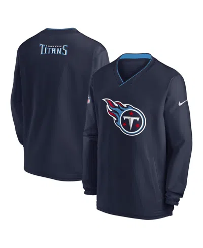 NIKE MEN'S NAVY TENNESSEE TITANS 2023/24 SIDELINE REPEL V-NECK LONG SLEEVE PULLOVER WINDSHIRT