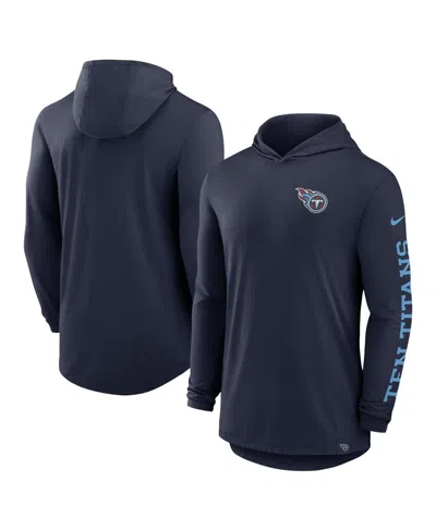 NIKE MEN'S NAVY TENNESSEE TITANS BLITZ PERFORMANCE T-SHIRT HOODIE