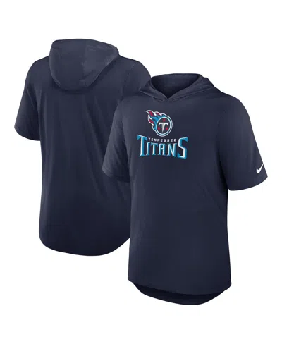 NIKE MEN'S NAVY TENNESSEE TITANS LOCKUP TRI-BLEND HOODIE T-SHIRT