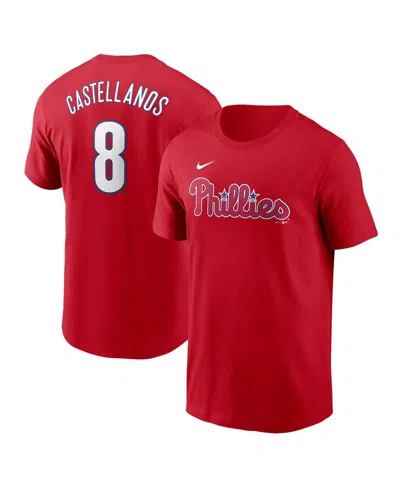 NIKE MEN'S NICK CASTELLANOS RED PHILADELPHIA PHILLIES FUSE NAME NUMBER T-SHIRT