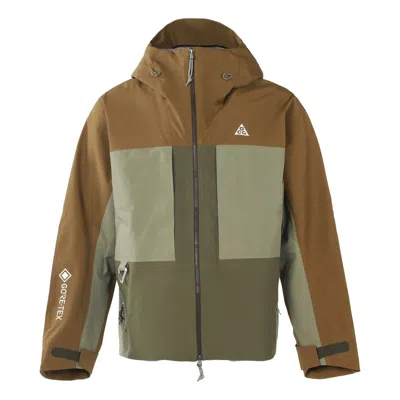NIKE Men's Nike ACG Loose Zipper Hooded Colorblock Long Sleeves Jacket Autumn Light Brown
