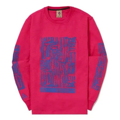 NIKE Men's Nike ACG Waffle Casual Sports Printing Pullover Long Sleeves Rose Red